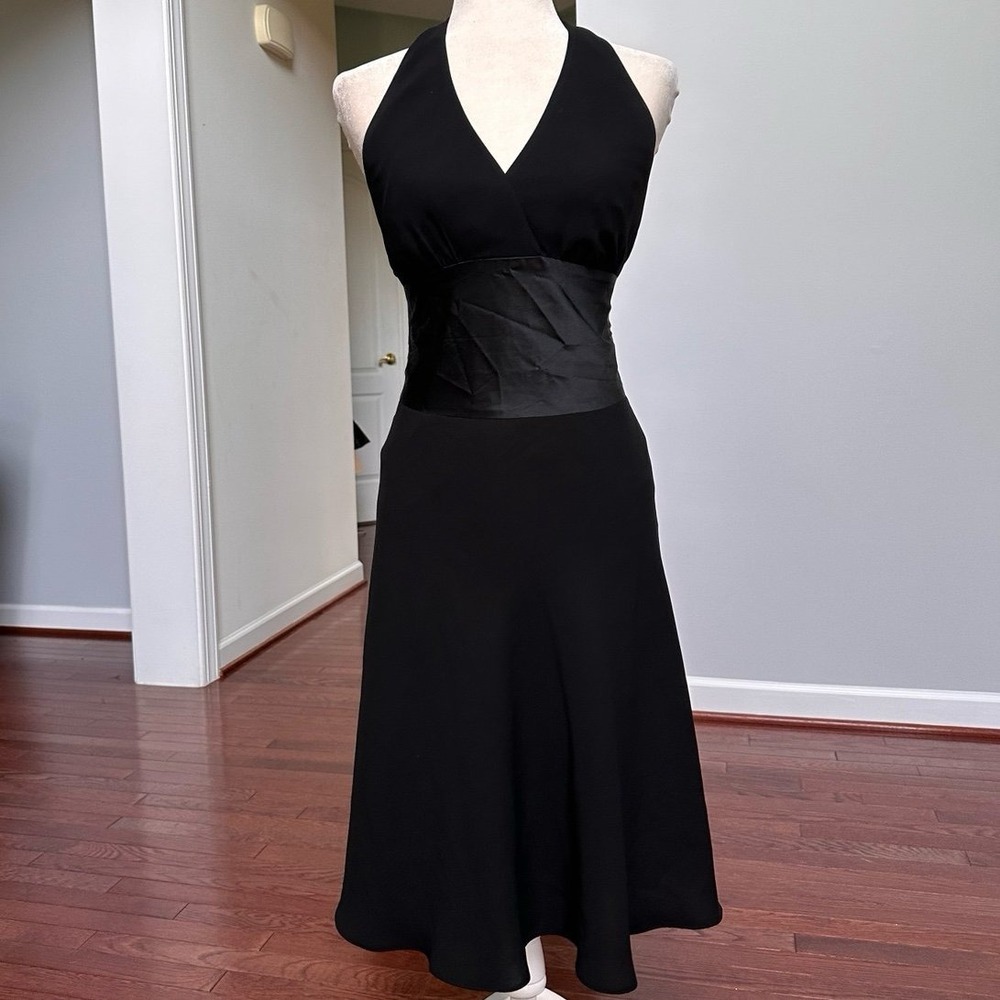Jones New York 100% Silk Black Halter Cocktail Dress Size 8
